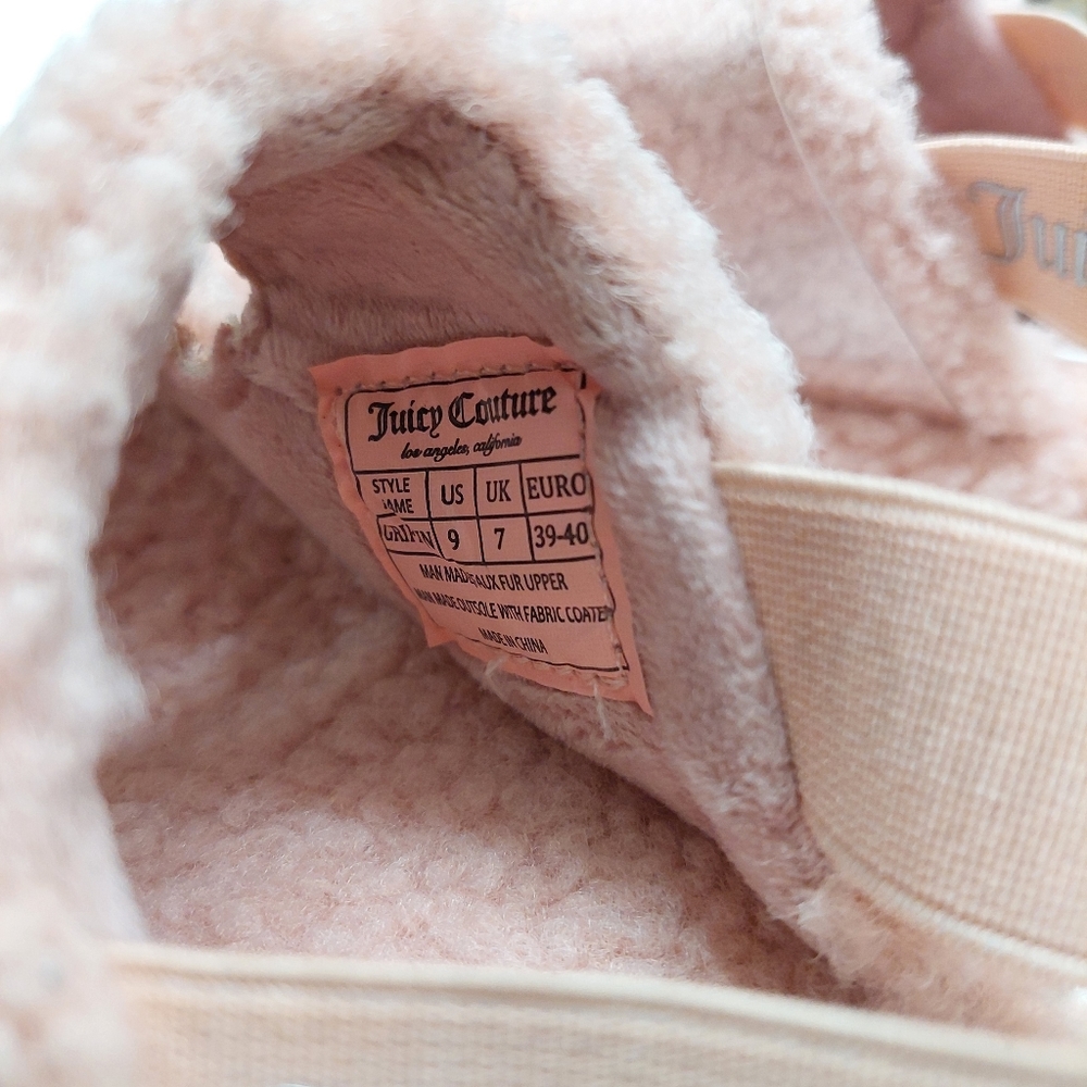NWT Juicy Couture Slipper Slide Faux Fur Sherpa Sandal Blush Pink 9 Griffin - Picture 8 of 8